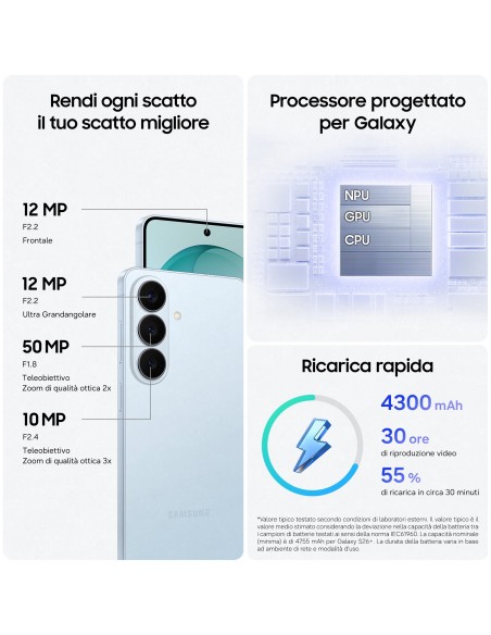 Samsung Galaxy S26 Smartphone AI, 256GB, Processore avanzato, Assistente Foto, Creative Studio, Camera 50 MP, 4300 mAh, White