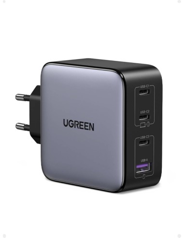 UGREEN Caricabatterie da Rete GaN 100W 4 Porte (1x USB-A e 3x USB-C) Black
