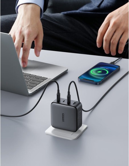 UGREEN Caricabatterie da Rete GaN 100W 4 Porte (1x USB-A e 3x USB-C) Black