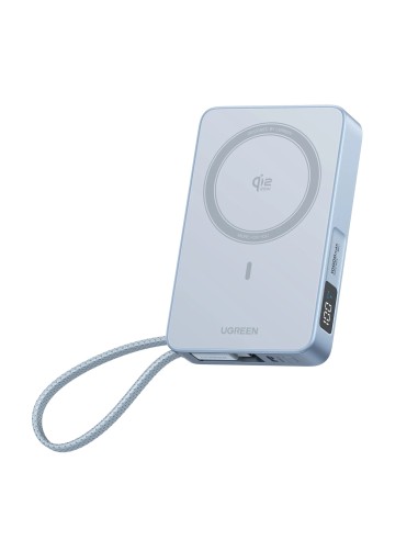 UGREEN MagFlow Power Bank Magnetico 10000 mAh Qi2 25W con Cavo USB-C Integrato Grey