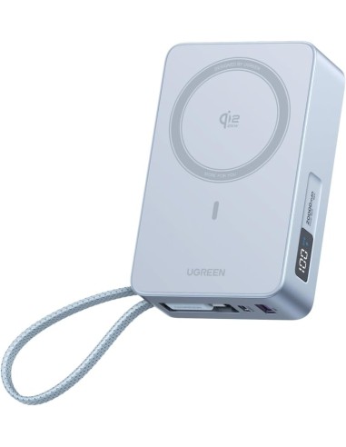 UGREEN MagFlow Power Bank Magnetico 20000 mAh Qi2 25W con Cavo USB-C Integrato Grey