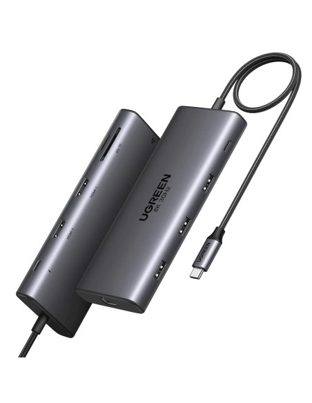 UGREEN Hub USB-C 10 in 1 con doppio HDMI e Power Delivery 100W Grey