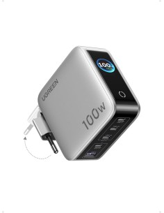 UGREEN Nexode Pro Caricabatterie GaN 100W 5 in 1 con display smart e controllo touch Grigio