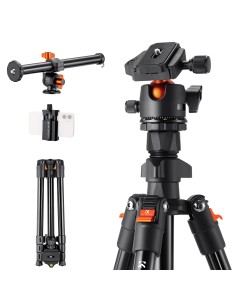 K&F Concept Treppiede fotografico 195 cm con braccio orizzontale Nero - KF09.101V6