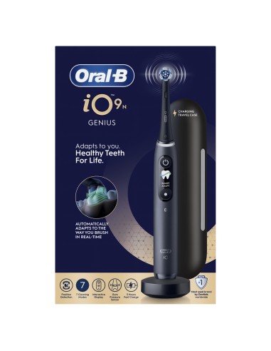 Oral-B iO 9N Spazzolino elettrico Nero con 2 testine e custodia da viaggio ricaricabile
