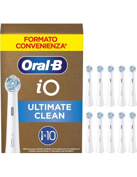 Oral-B iO Ultimate Clean Testine di ricambio Bianche - Confezione da 10