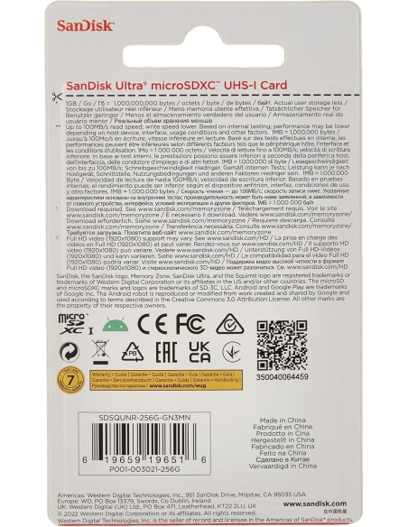 SanDisk Ultra microSDXC 256GB UHS-I Classe 10 A1 - Grey