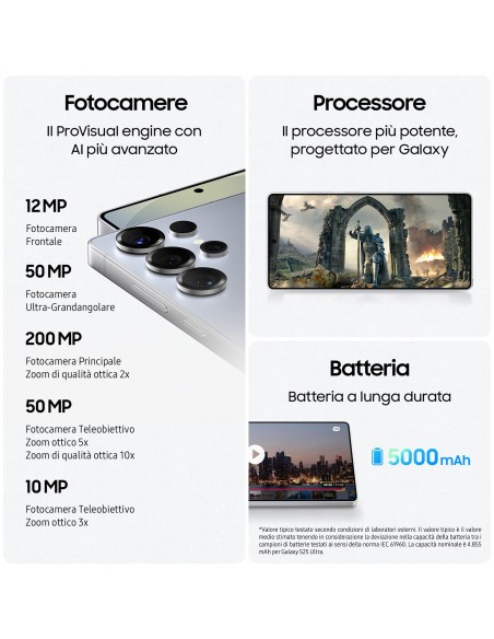 Samsung Galaxy S25 Ultra Smartphone AI, Display 6.9'' QHD+ Dynamic AMOLED 2X, Fotocamera 200MP, RAM 12GB, 256GB, 5.000 mAh,