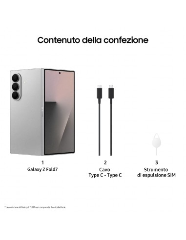 Samsung Galaxy Z Fold7 Smartphone AI, RAM 12GB, 256GB, Display 6,5" 8'', Camera 200MP, Batteria a lunga durata, Silver Shadow