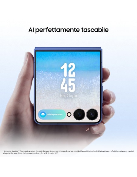 Samsung Galaxy Z Flip7 Smartphone AI, RAM 12GB, 512GB, Display 4,1" Super AMOLED 6,9" Dynamic AMOLED 2X, Fotocamera 50MP, Blue